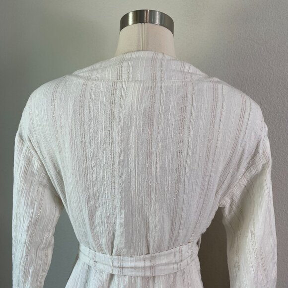 HEI HEI ANTHROPOLOGIE Womens XS Kimono Jacket Metallic Striped Lagenlook - Picture 9 of 13